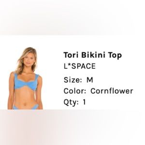 L*SPACE Tori Underwire Bikini Top M Cornflower Blue